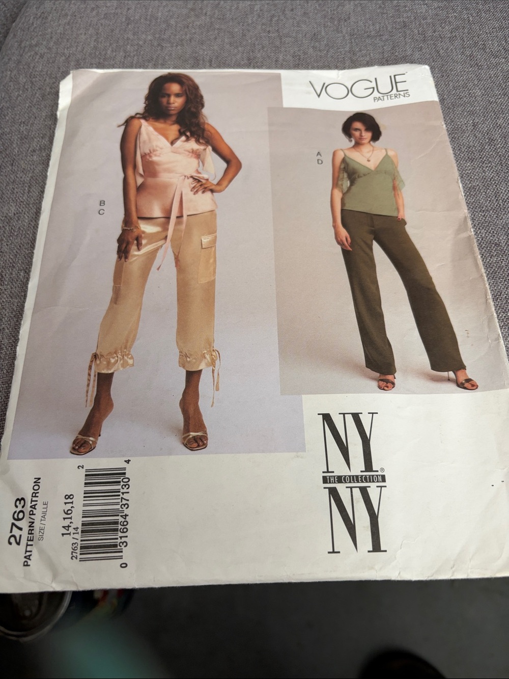 Vogue Wide-Leg Pants & Jumpsuit Pattern in Pink and Olive